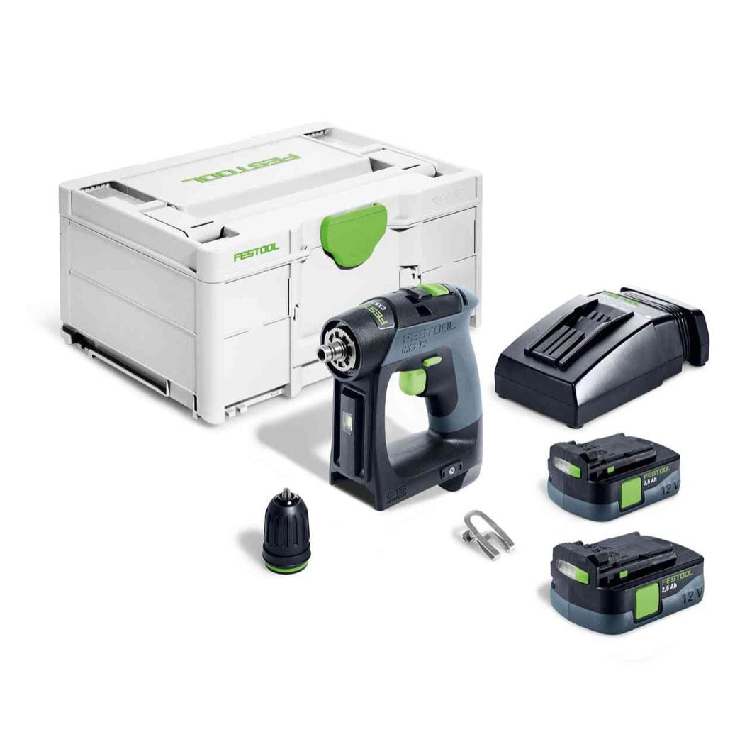 Festool CXS 12 2,5-Plus Trapano avvitatore a batteria 12 V 30 Nm Brushless ( 576864 ) + 2x batteria 2,5 Ah + caricatore + Systainer