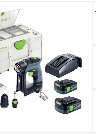 Festool CXS 12 2,5-Set Perceuse-visseuse sans fil 12 V 30 Nm Brushless ( 576865 ) + 2x batterie 2,5 Ah + chargeur + kit d'embouts + Systainer