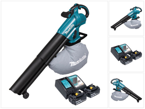 Makita DUB 187 RM2 Souffleur et aspirateur de feuilles sans fil 18 V Brushless + 2x batterie 4,0 Ah + chargeur