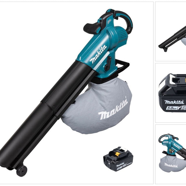 Makita DUB 187 T Soffiatore e aspirafoglie a batteria 18 V Brushless + 1x batteria 5,0 Ah - senza caricabatterie
