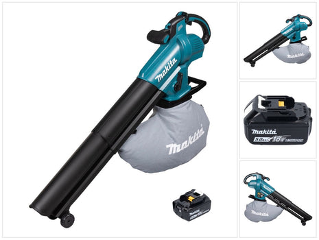 Makita DUB 187 T Souffleur et aspirateur de feuilles sans fil 18 V Brushless + 1x batterie 5,0 Ah - sans chargeur