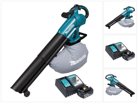 Soplador y aspirador de hojas a batería Makita DUB 187 RT 18 V sin escobillas + 1x batería 5,0 Ah + cargador