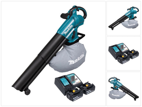 Makita DUB 187 RT2 Souffleur et aspirateur de feuilles sans fil 18 V Brushless + 2x batterie 5,0 Ah + chargeur