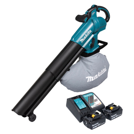 Makita DUB 187 RG2 Soffiatore e aspirafoglie a batteria 18 V Brushless + 2 batterie da 6,0 Ah + caricabatterie
