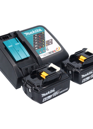 Soplador y aspirador de hojas a batería Makita DUB 187 RG2 18 V sin escobillas + 2x baterías 6,0 Ah + cargador