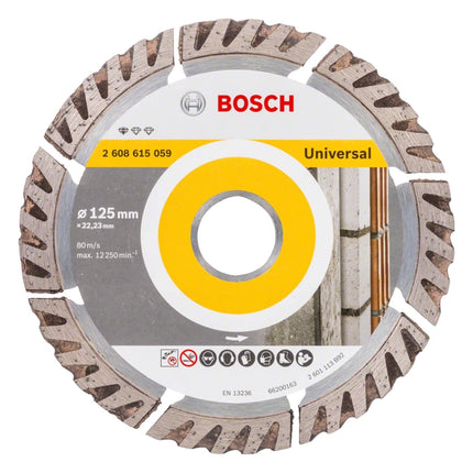 Bosch Standard per disco diamantato universale 125 x 22,23 mm 2 pezzi ( 2x 2608615059 ) per calcestruzzo, acciaio-calcestruzzo, mattoni, calce e arenaria