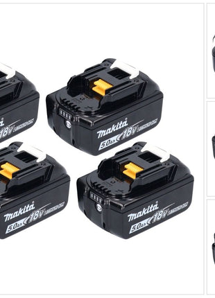 Makita Akku Set 4x BL 1850 B 18 V 5,0 Ah / 5000 mAh Li-Ion Akku ( 4x 197280-8 )