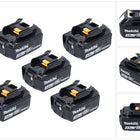 Makita Akku Set 5x BL 1830 B 18 V 3,0 Ah / 3000 mAh Li-Ion ( 5x 197599-5 ) mit LED Anzeige - original, kein Nachbau