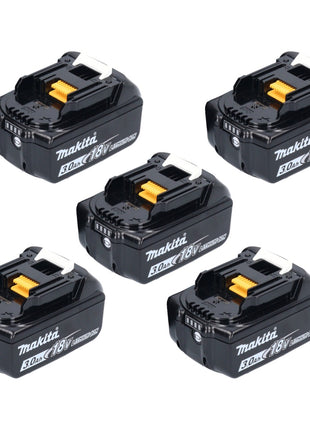 Makita Akku Set 5x BL 1830 B 18 V 3,0 Ah / 3000 mAh Li-Ion ( 5x 197599-5 ) mit LED Anzeige - original, kein Nachbau