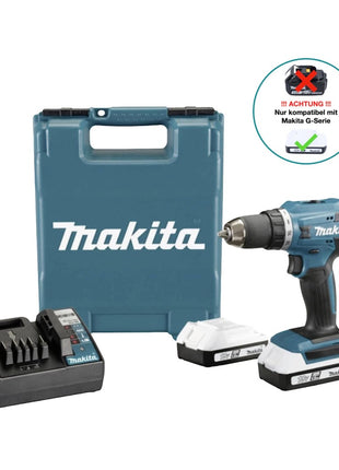 Makita DF 488 D002 taladro atornillador inalámbrico 18 V 42 Nm serie G + 2x baterías 1,5 Ah + cargador + maletín