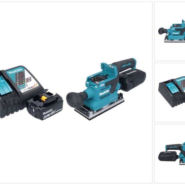 Makita DBO 382 RM1 Levigatrice orbitale a batteria 18 V 93 x 185 mm brushless + 1x batteria ricaricabile 4,0 Ah + caricabatterie
