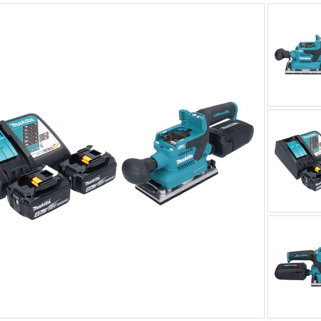 Levigatrice orbitale a batteria Makita DBO 382 RM 18 V 93 x 185 mm brushless + 2x batteria ricaricabile 4,0 Ah + caricabatterie