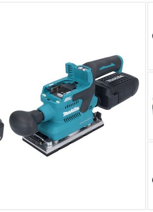 Makita DBO 382 T1 Akku Schwingschleifer 18 V 93 x 185 mm Brushless + 1x Akku 5,0 Ah - ohne Ladegerät