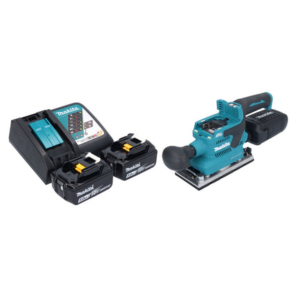 Makita DBO 382 RT levigatrice orbitale a batteria 18 V 93 x 185 mm brushless + 2x batteria ricaricabile 5,0 Ah + caricabatterie