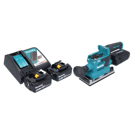Makita DBO 382 RG Levigatrice orbitale a batteria 18 V 93 x 185 mm brushless + 2x batteria ricaricabile 6,0 Ah + caricabatterie