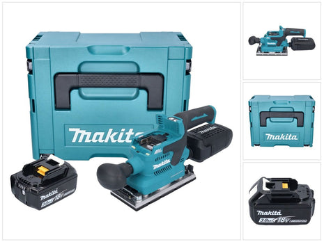 Makita DBO 382 F1J Akumulatorowa szlifierka oscylacyjna 18 V 93 x 185 mm bezszczotkowa + 1x akumulator 3,0 Ah + Makpac - bez ładowarki