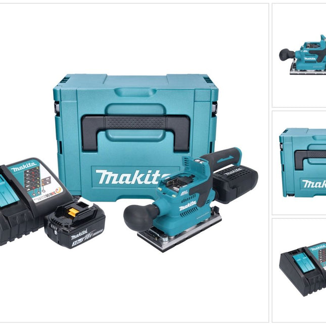 Makita DBO 382 RF1J Levigatrice orbitale a batteria 18 V 93 x 185 mm senza spazzole + 1x batteria ricaricabile 3,0 Ah + caricabatteria + Makpac