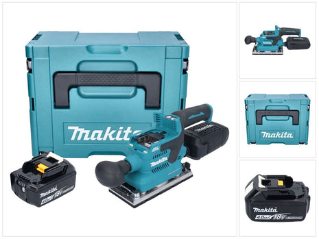 Makita DBO 382 M1J Akumulatorowa szlifierka oscylacyjna 18 V 93 x 185 mm bezszczotkowa + 1x akumulator 4,0 Ah + Makpac - bez ładowarki