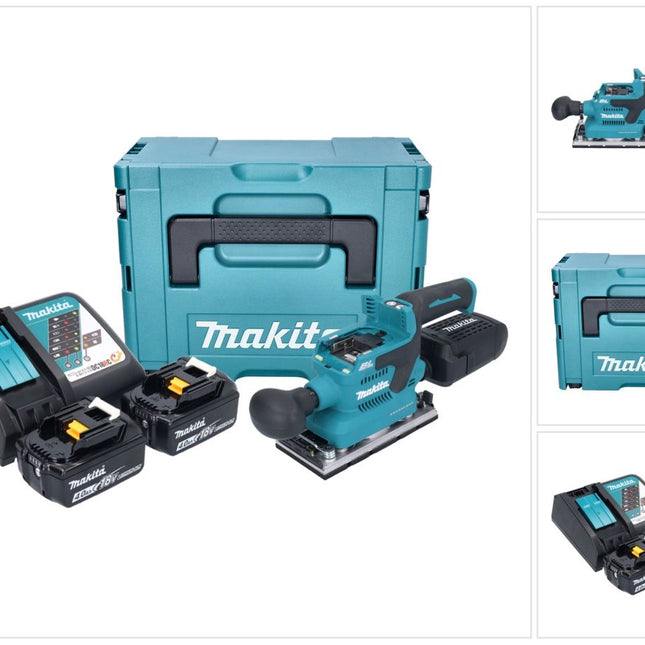 Makita DBO 382 RMJ levigatrice orbitale a batteria 18 V 93 x 185 mm brushless + 2x batteria ricaricabile 4,0 Ah + caricabatterie + Makpac