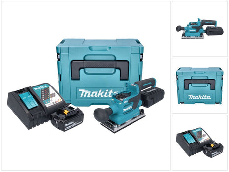 Makita DBO 382 RT1J Akumulatorowa szlifierka oscylacyjna 18 V 93 x 185 mm bezszczotkowa + 1x akumulator 5,0 Ah + ładowarka + Makpac