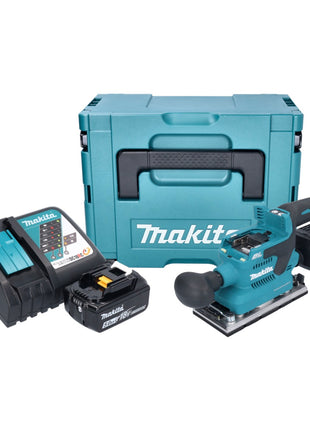 Makita DBO 382 RT1J Ponceuse vibrante sans fil 18 V 93 x 185 mm Brushless + 1x batterie 5,0 Ah + chargeur + Makpac