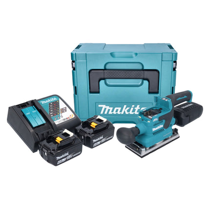 Makita DBO 382 RGJ Levigatrice orbitale a batteria 18 V 93 x 185 mm brushless + 2x batteria ricaricabile 6,0 Ah + caricabatterie + Makpac