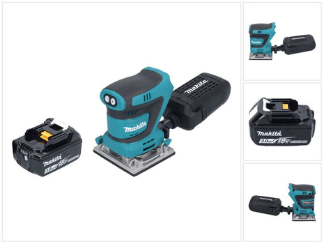 Levigatrice vibrante a batteria Makita DBO 484 F1 18 V 112 x 102 mm + 1x batteria 3,0 Ah - senza caricabatterie