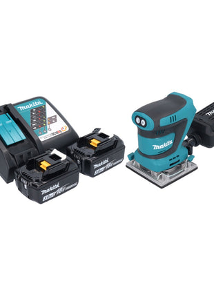 Makita DBO 484 RF Akku Schwingschleifer 18 V 112 x 102 mm + 2x Akku 3,0 Ah + Ladegerät