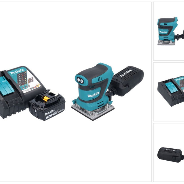 Levigatrice vibrante a batteria Makita DBO 484 RM1 18 V 112 x 102 mm + 1x batteria 4,0 Ah + caricabatterie