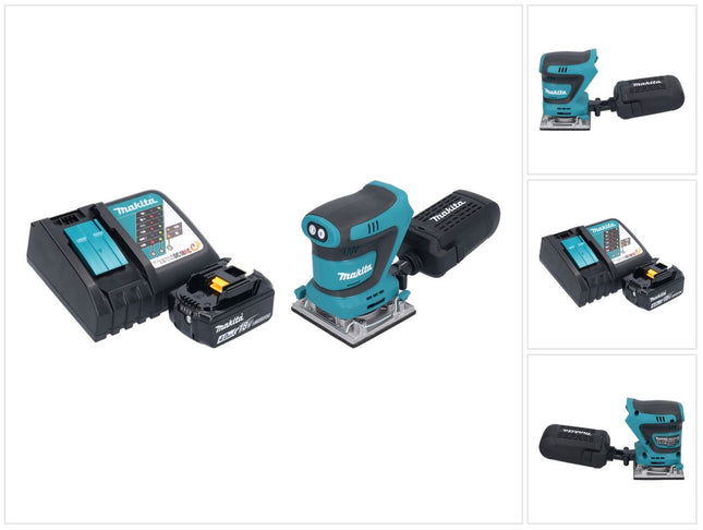 Levigatrice vibrante a batteria Makita DBO 484 RM1 18 V 112 x 102 mm + 1x batteria 4,0 Ah + caricabatterie