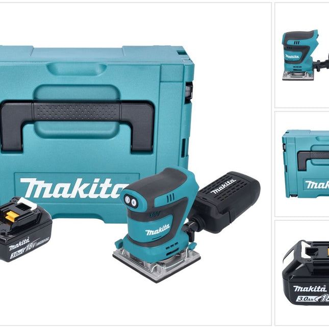 Levigatrice vibrante a batteria Makita DBO 484 F1J 18 V 112 x 102 mm + 1x batteria 3,0 Ah + Makpac - senza caricabatterie