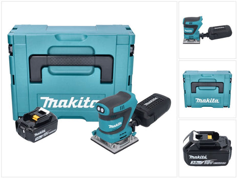 Makita DBO 484 F1J Ponceuse vibrante sans fil 18 V 112 x 102 mm + 1x batterie 3,0 Ah + Makpac - sans chargeur