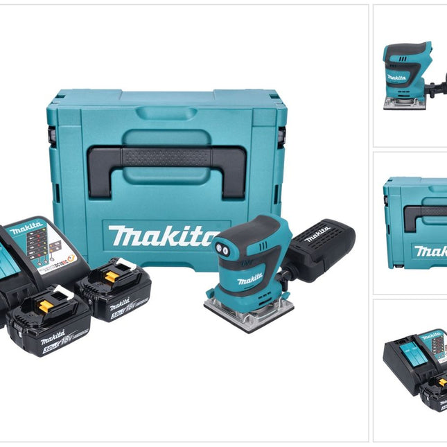 Makita DBO 484 RFJ Akku Schwingschleifer 18 V 112 x 102 mm + 2x Akku 3,0 Ah + Ladegerät + Makpac