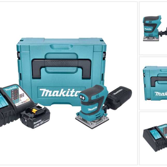 Makita DBO 484 RM1J Akku Schwingschleifer 18 V 112 x 102 mm + 1x Akku 4,0 Ah + Ladegerät + Makpac