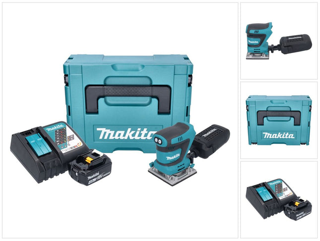 Levigatrice orbitale a batteria Makita DBO 484 RM1J 18 V 112 x 102 mm + 1x batteria 4,0 Ah + caricabatterie + Makpac