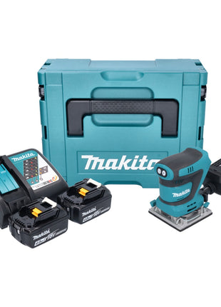 Makita DBO 484 RMJ Akku Schwingschleifer 18 V 112 x 102 mm + 2x Akku 4,0 Ah + Ladegerät + Makpac