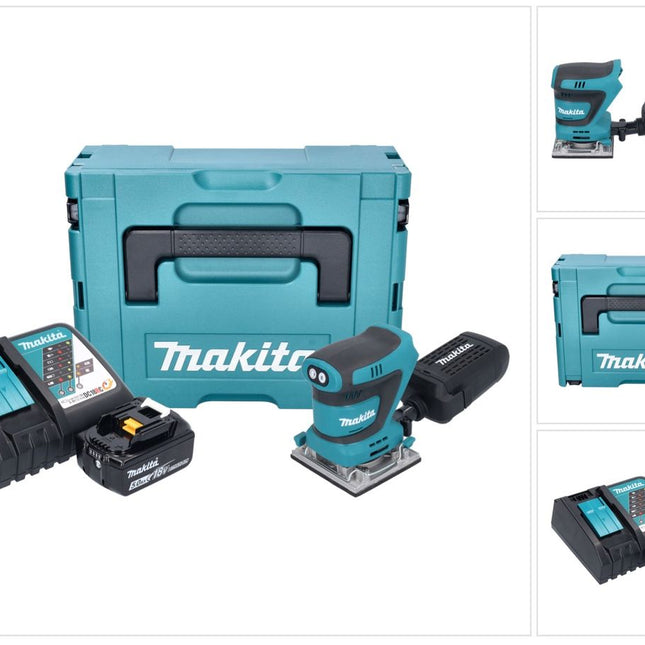 Makita DBO 484 RT1J Akku Schwingschleifer 18 V 112 x 102 mm + 1x Akku 5,0 Ah + Ladegerät + Makpac