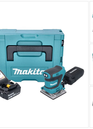 Makita DBO 484 RG1J Akku Schwingschleifer 18 V 112 x 102 mm + 1x Akku 6,0 Ah + Ladegerät + Makpac