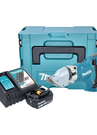 Makita DJS 200 RF1J batería tijeras de hojalatero 18 V 2,0 mm sin escobillas + 1x batería 3,0 Ah + cargador + Makpac