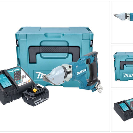 Makita DJS 200 RM1J cesoie per lamiera a batteria 18 V 2,0 mm senza spazzole + 1x batteria 4,0 Ah + caricabatterie + Makpac