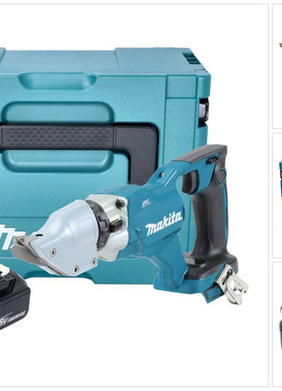 Makita DJS 200 T1J Cisaille à tôle sans fil 18 V 2,0 mm Brushless + 1x batterie 5,0 Ah + Makpac - sans chargeur