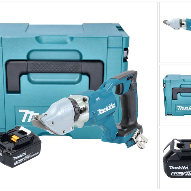 Makita DJS 200 T1J Akku Blechschere 18 V 2,0 mm Brushless + 1x Akku 5,0 Ah + Makpac - ohne Ladegerät