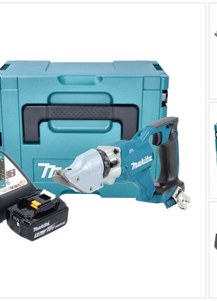 Makita DJS 200 RT1J Cisaille à tôle sans fil 18 V 2,0 mm Brushless + 1x batterie 5,0 Ah + chargeur + Makpac