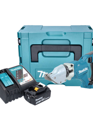 Makita DJS 200 RT1J Cisaille à tôle sans fil 18 V 2,0 mm Brushless + 1x batterie 5,0 Ah + chargeur + Makpac