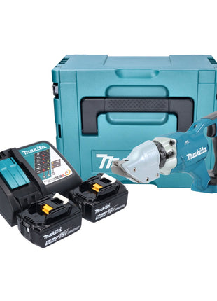 Makita DJS 200 RTJ cisaille à batterie 18 V 2.0 mm sans balais + 2x batterie 5.0 Ah + chargeur + makpac