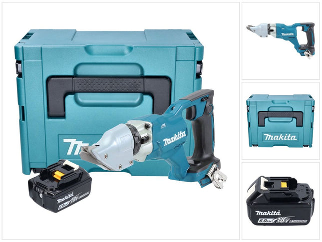 Makita DJS 200 G1J cesoie per lamiera a batteria 18 V 2,0 mm brushless + 1x batteria ricaricabile 6,0 Ah + Makpac - senza caricabatterie