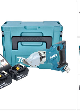 Makita DJS 200 RGJ cisaille à batterie 18 V 2.0 mm sans balais + 2x batterie 6.0 Ah + chargeur + Makpac