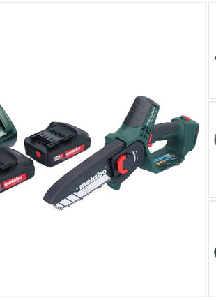 Metabo MS 18 LTX 15 sierra para madera a batería 18 V 15 cm 5 m/s + 2x baterías 2,0 Ah + cargador