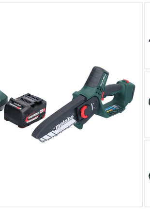 Metabo MS 18 LTX 15 Akku Gehölzsäge 18 V 15 cm 5 m/s + 1x Akku 4,0 Ah + Ladegerät