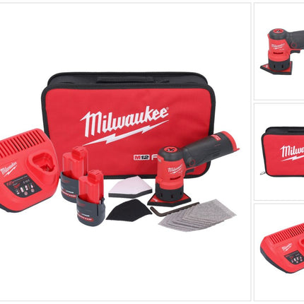Milwaukee M12 FDSS-252B Akku Punktschleifer 12 V 88,8 x 63,5 mm + 2x Akku 2,5 Ah + Ladegerät